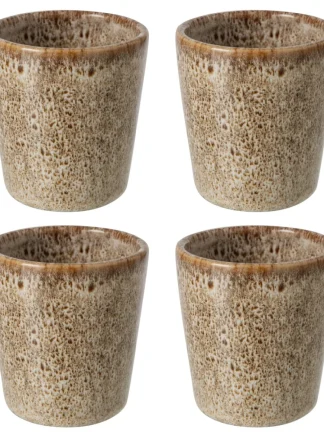 Set van 4 porseleinen kopjes - taupe