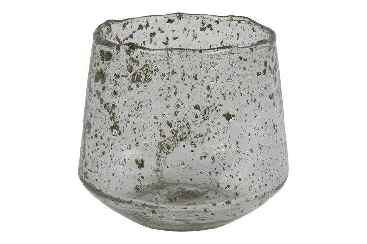 Windlicht Quincy bubbel glas - 13 cm