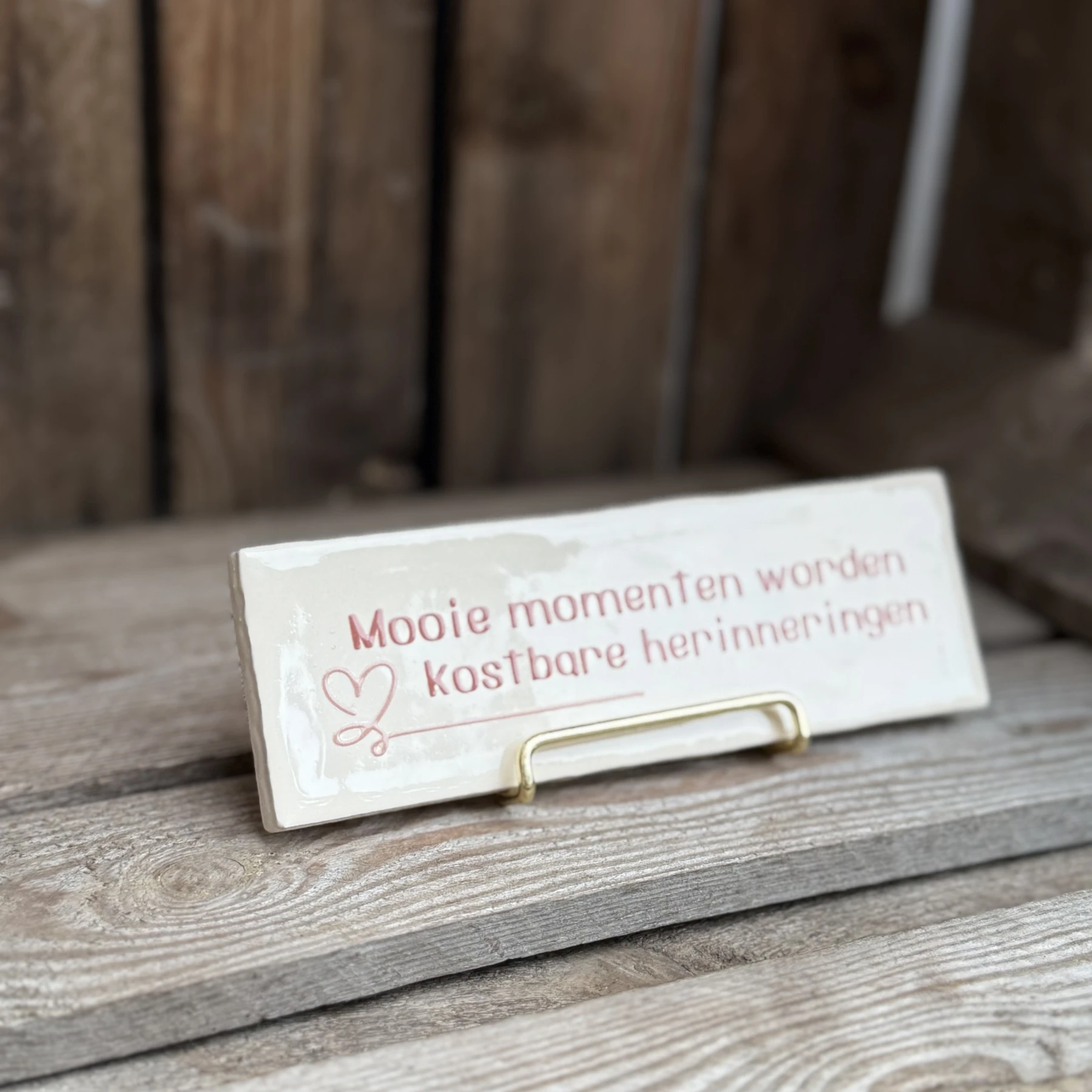 Mooie momenten worden kostbare herinneringen - roze (Langwerpig tegeltje) - Afbeelding 2