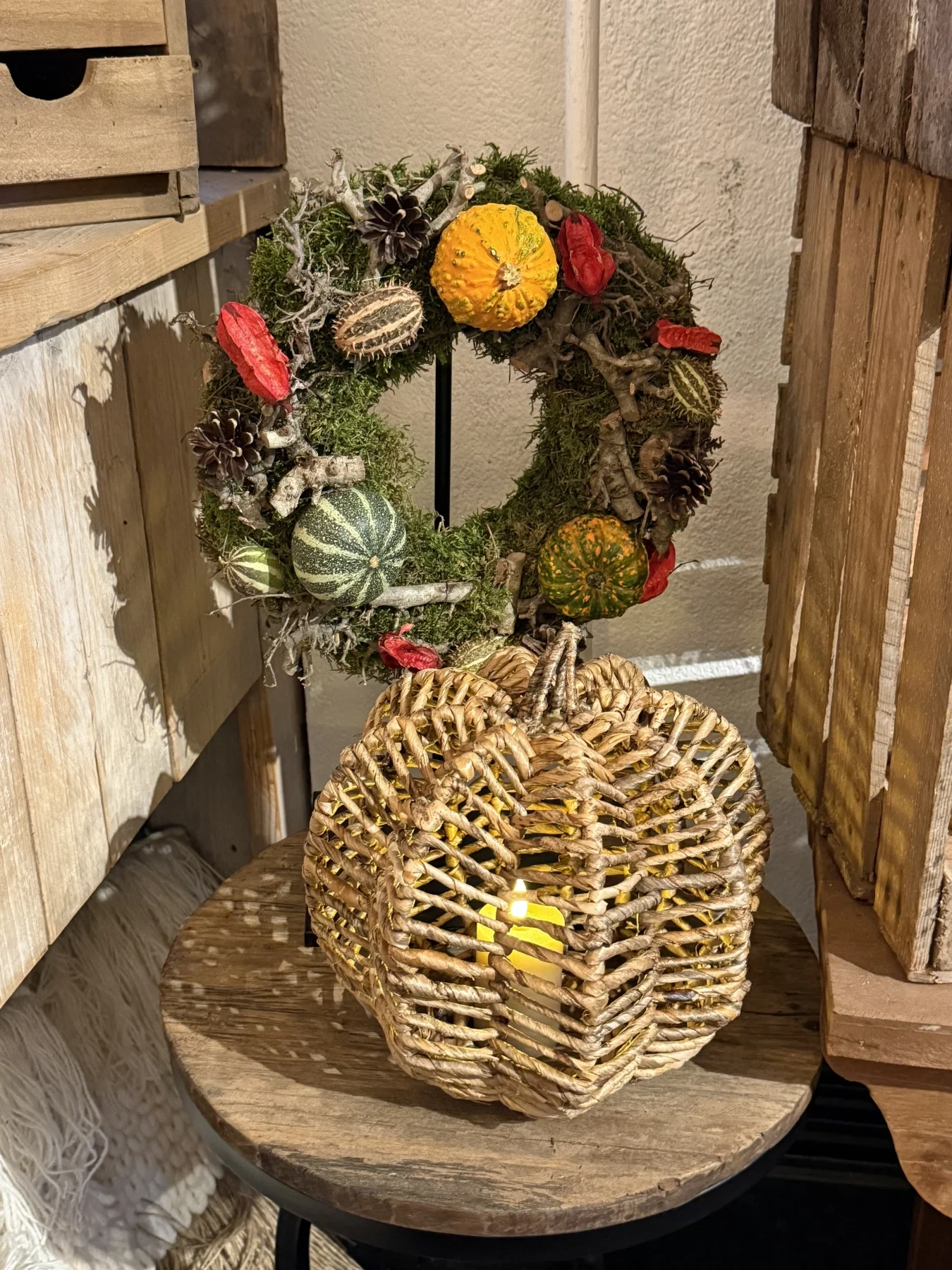 Stoere krans met pompoenen 35cm - Afbeelding 5