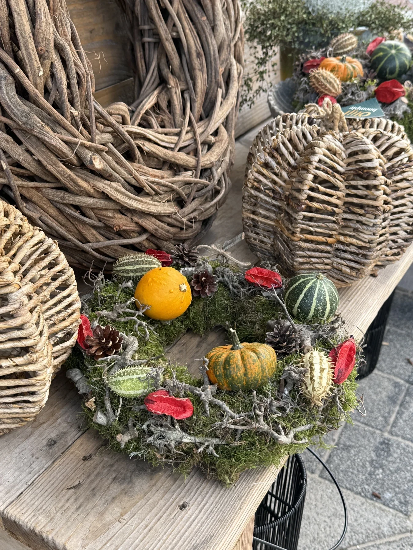 Stoere krans met pompoenen 35cm - Afbeelding 3