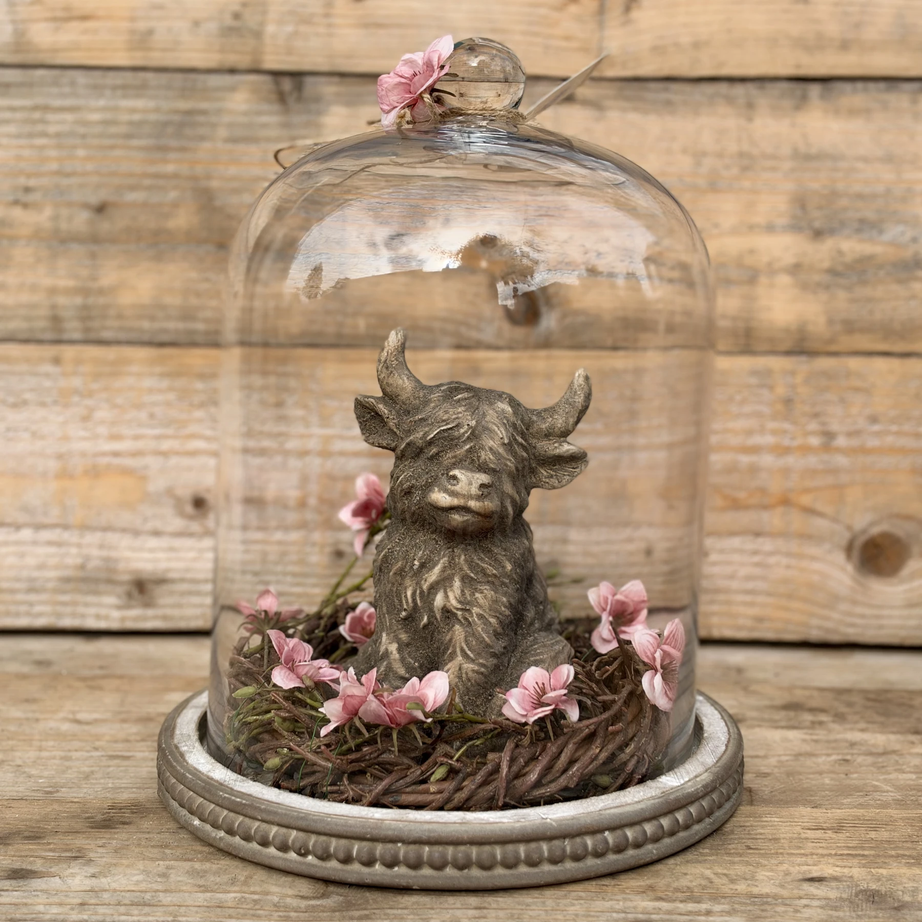 Stolp compleet met schotse hooglander 'roze' - Groot