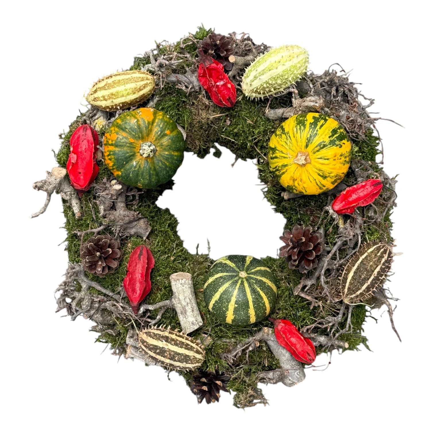 Stoere krans met pompoenen 35cm