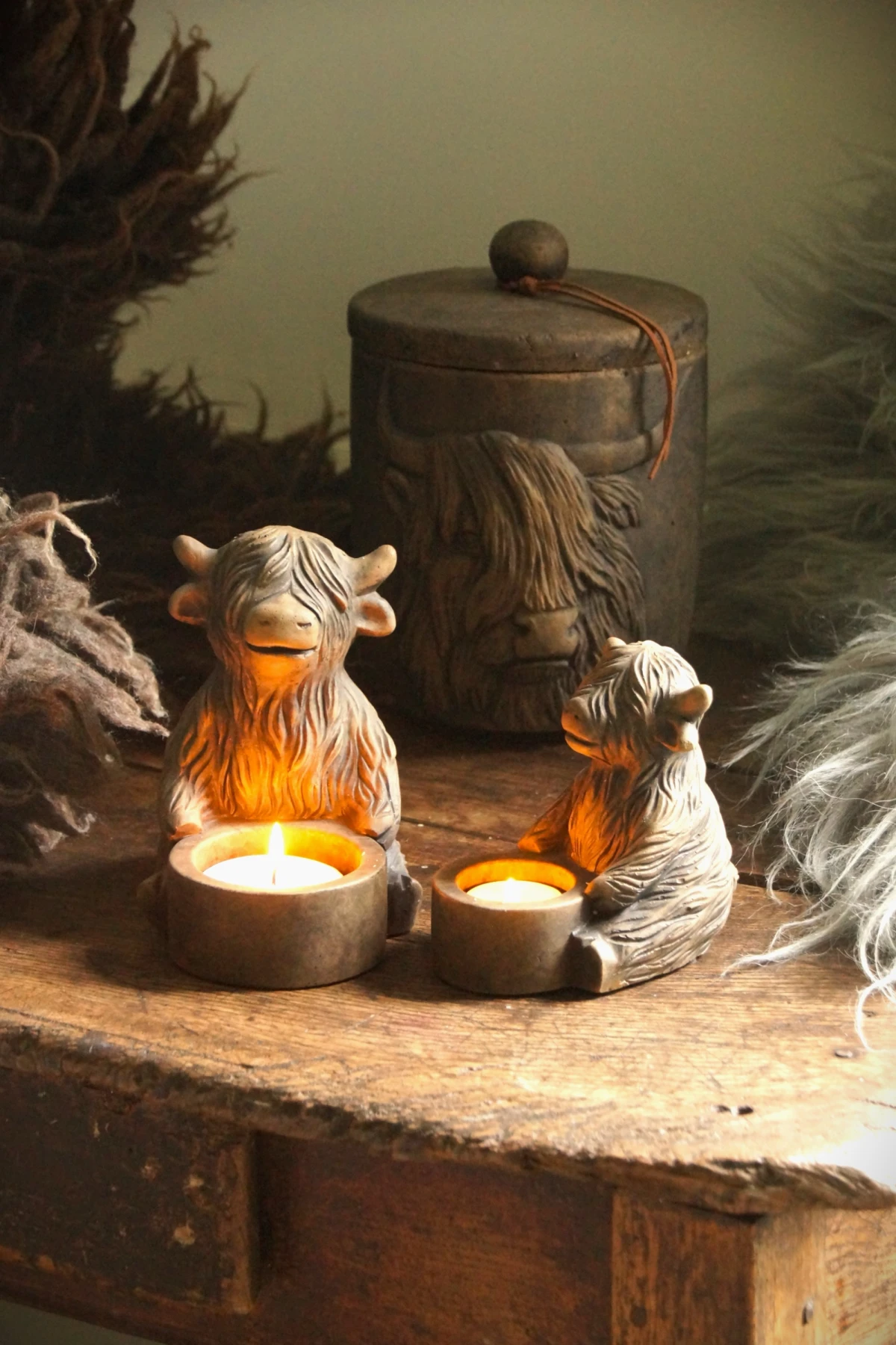 Stoere Schotse hooglander waxinehouder - 16 cm - Afbeelding 2