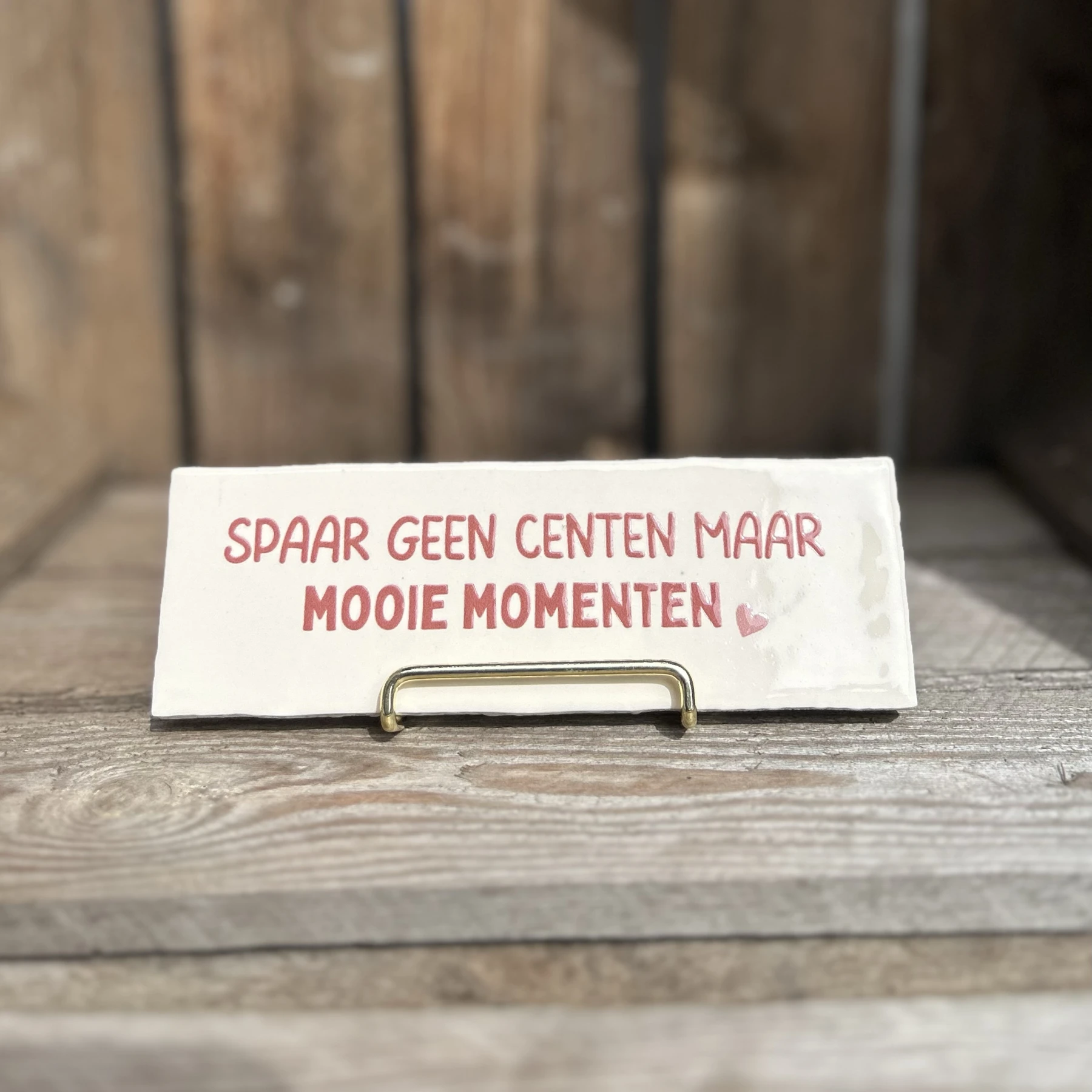 Spaar geen centen maar mooie momenten (Langwerpig tegeltje)