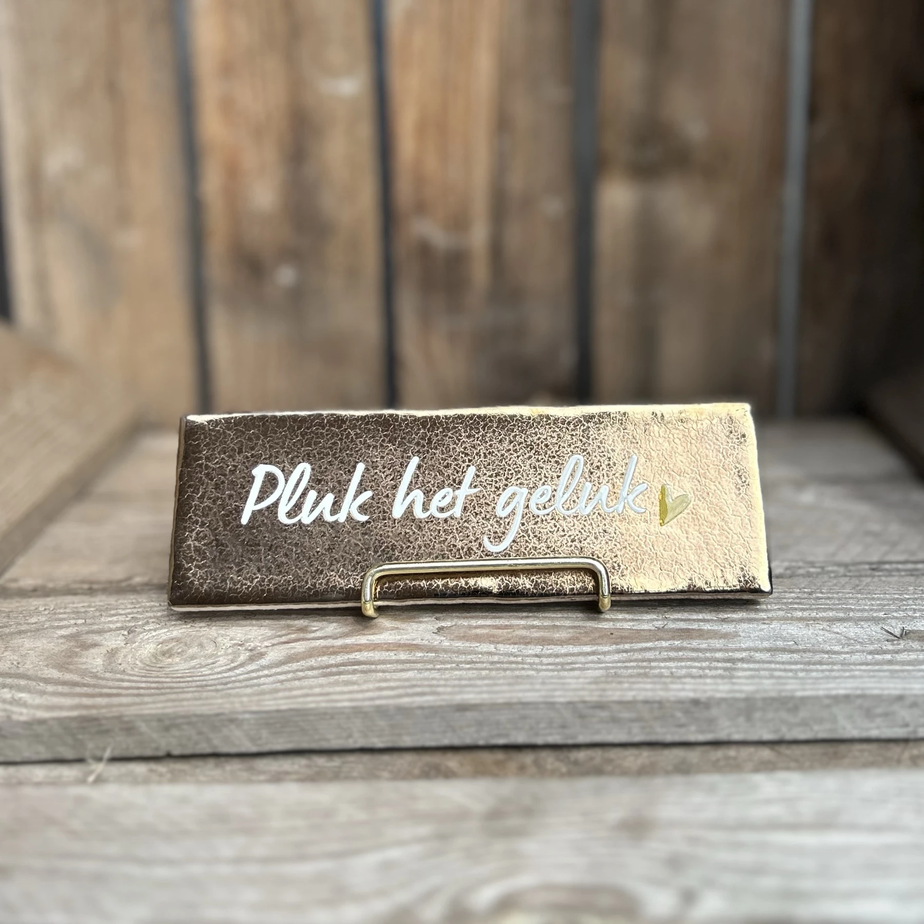 Pluk het geluk / brons (Langwerpig tegeltje)