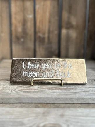 I love you to the moon and back / brons (Langwerpig tegeltje)