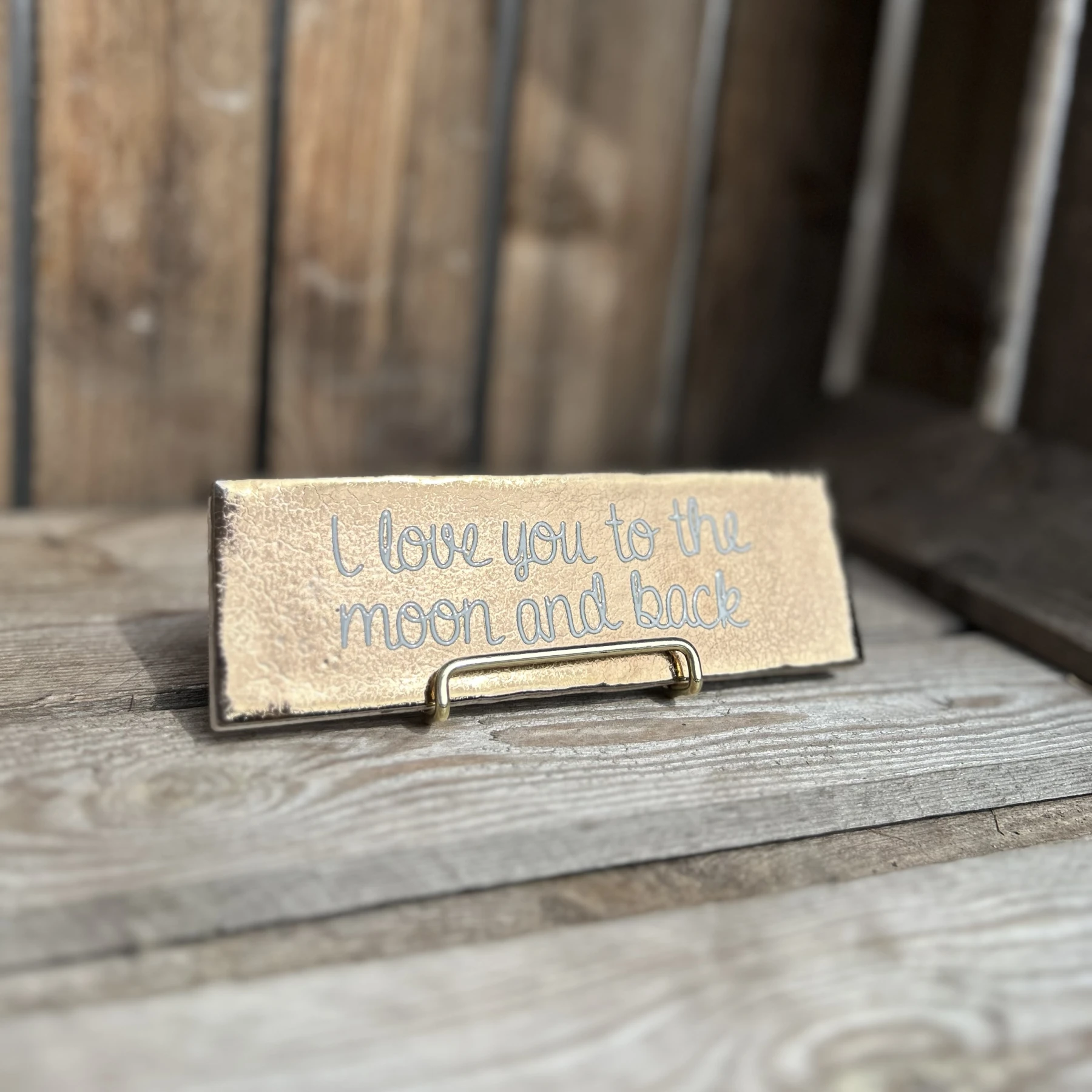 I love you to the moon and back / brons (Langwerpig tegeltje) - Afbeelding 3