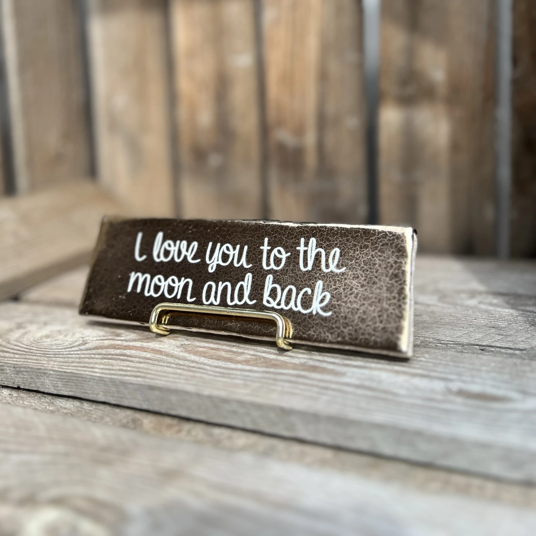 I love you to the moon and back / brons (Langwerpig tegeltje) - Afbeelding 2