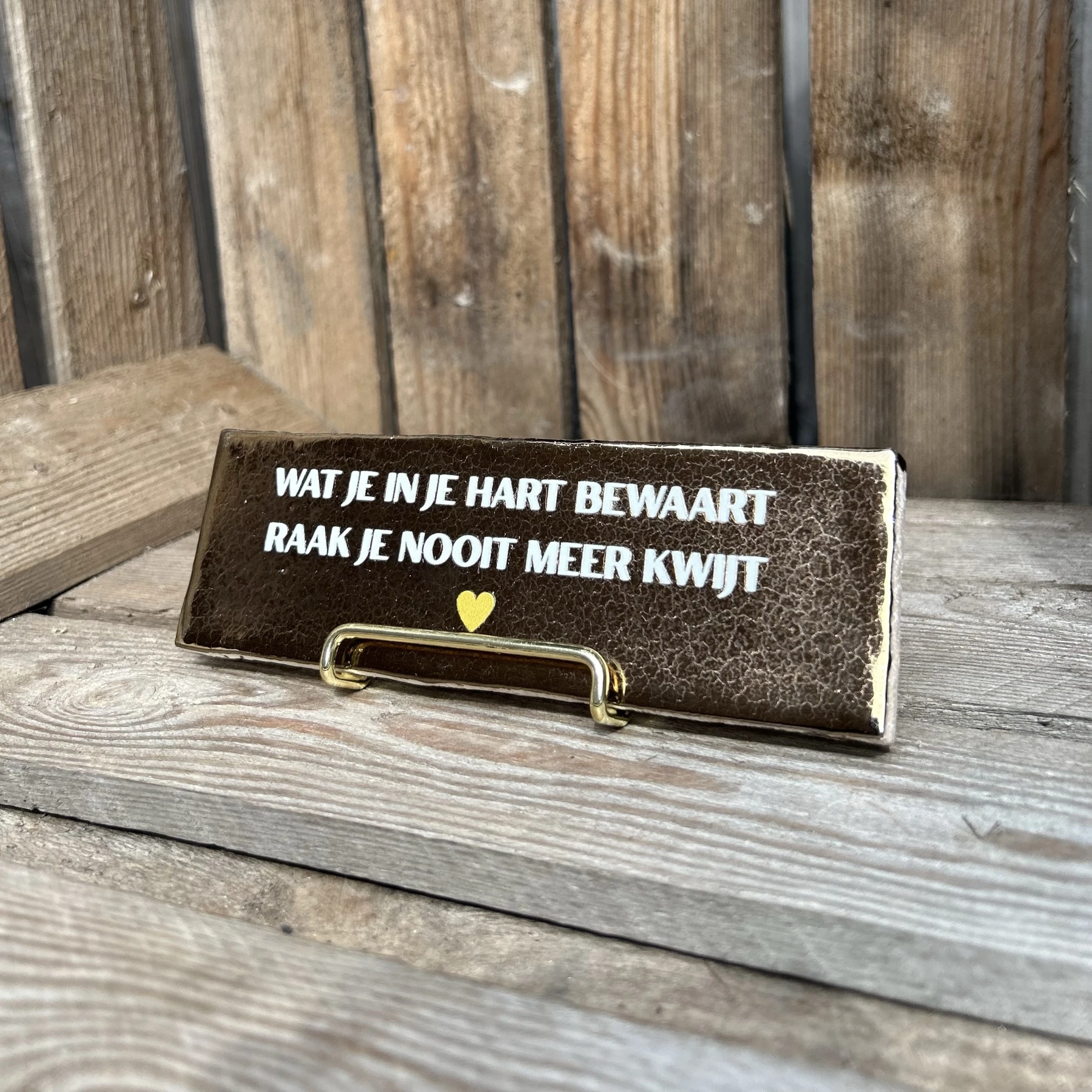 Wat je in je hart bewaart raak je nooit meer kwijt / brons (Langwerpig tegeltje) - Afbeelding 2