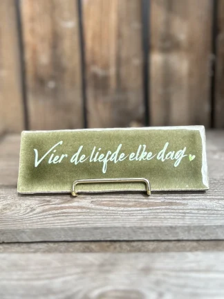 Vier de liefde elke dag / groen (Langwerpig tegeltje)