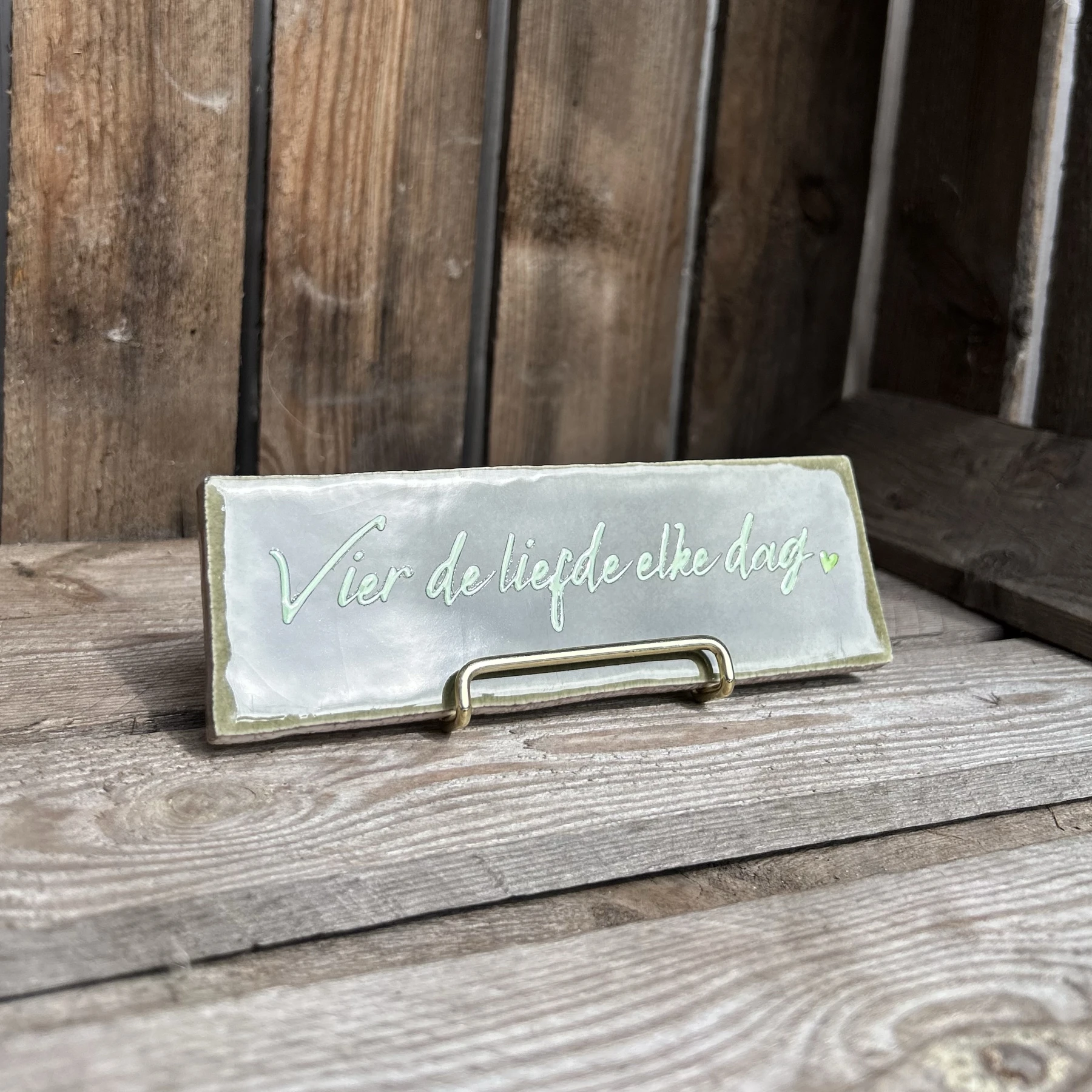 Vier de liefde elke dag / groen (Langwerpig tegeltje) - Afbeelding 3