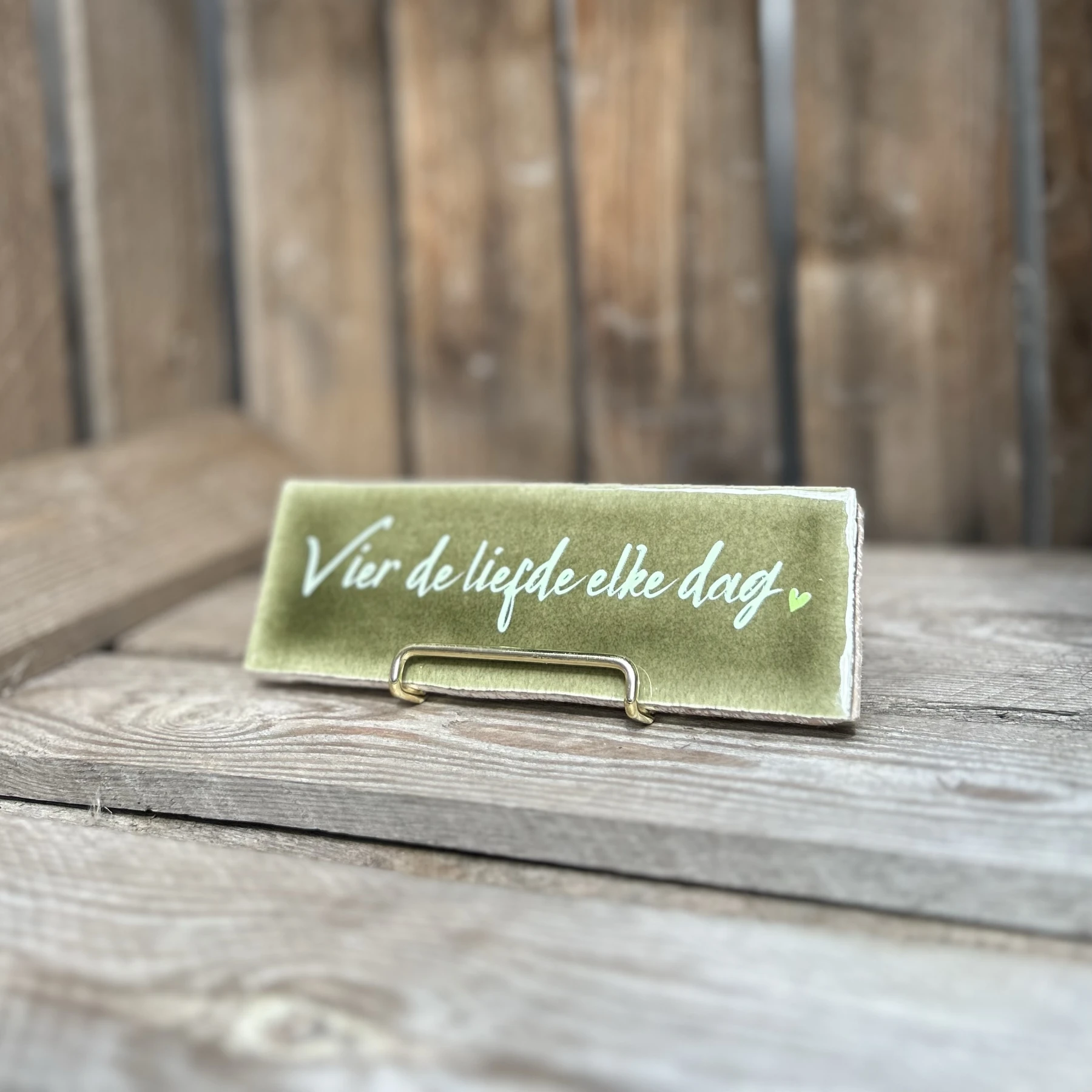 Vier de liefde elke dag / groen (Langwerpig tegeltje) - Afbeelding 2