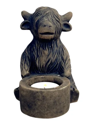 Stoere Schotse hooglander waxinehouder - 13 cm