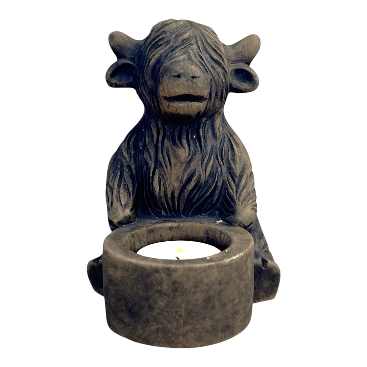 Stoere Schotse hooglander waxinehouder - 13 cm