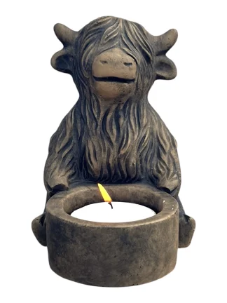 Stoere Schotse hooglander waxinehouder - 16 cm
