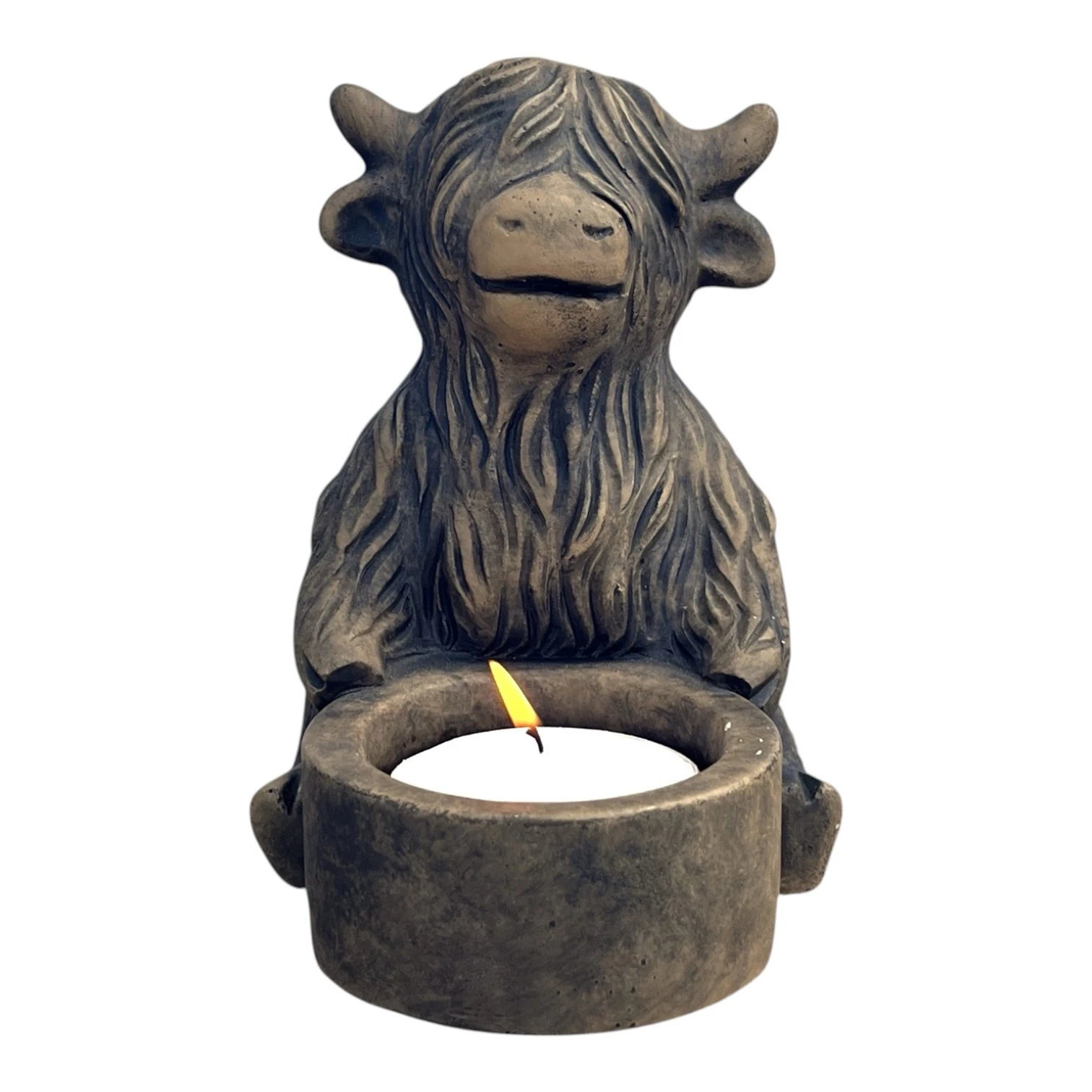 Stoere Schotse hooglander waxinehouder - 16 cm